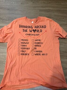 Disney Orange 'Drinking Around The World' Short Sleeve Tee